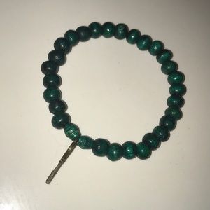 Blue green wood bead bracelet